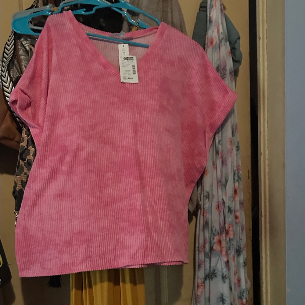 Pink V-Neck Women's Top